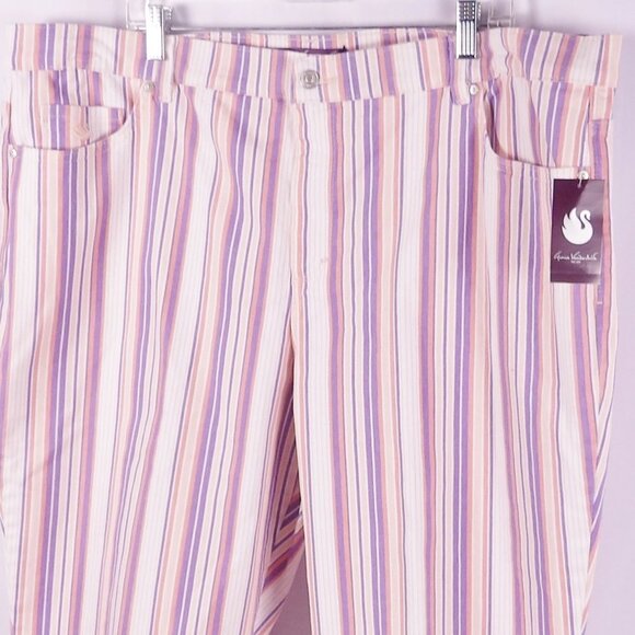 Gloria Vanderbilt Amanda Purple & Pink Striped Capri Jeans Plus Size 22W NWT - Picture 3 of 7